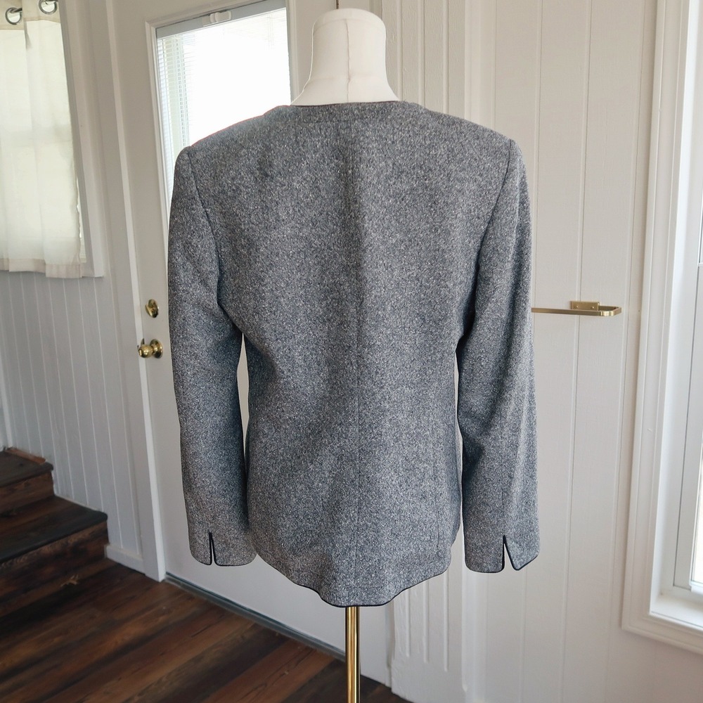 Pendleton Womens Wool Silk Blazer 12 Gray Collarless Quiet Luxury Old Money Chic - Picture 5 of 9